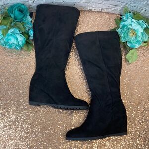 JOURNEE COLLECTION Parker Black Wedge Wide Calf Wide Calf Boots 8.5M-WC